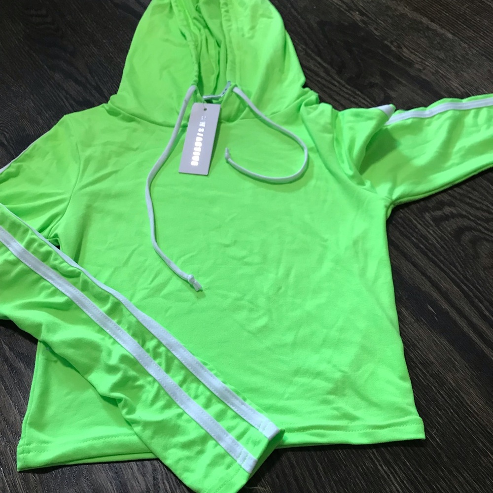 Neon green Lycra pullover long sleeve